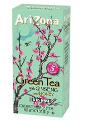 AriZona Zero Sugar Green Tea with Ginseng & Honey Powdered Drink Mix Sticks, 10 ct. Box