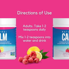 Natural Calm Magnesium Citrate Powder (Raspberry Lemon Flavour), 226g - Quick Absorbing - Loved Magnesium Drink