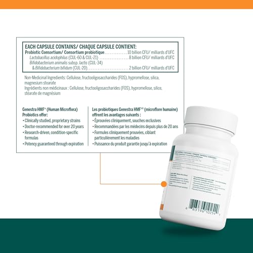 Genestra Brands - HMF Forte - Probiotic Formula - Supports Gastrointestinal Health and the Growth of Beneficial Bacteria - 120 Capsules