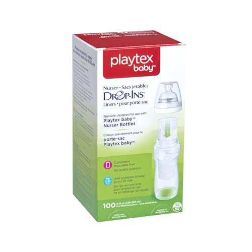 Playtex Baby Nurser Pre-Sterilized Disposable Drop-Ins Bottle Liners, Closer to Breastfeeding, 8 Oz, 100 Count