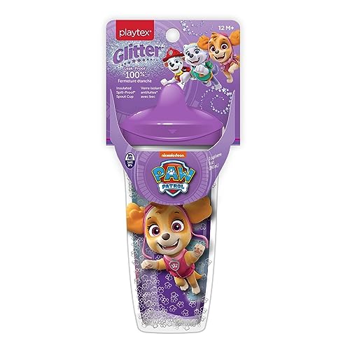 Playtex Baby Sipsters Stage 3 PAW Patrol Sippy Cups, Spill-Proof, Leak-Proof, Insulated, Glitter - Purple, 9 Oz, 1 Count