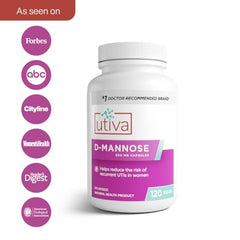 Utiva D-Mannose 500mg Capsules – Naturally Flush the Bladder and Urinary Tract – UTI Avoidance Treatment – Supports Management of Urinary Tract Infections, 120 Capsules