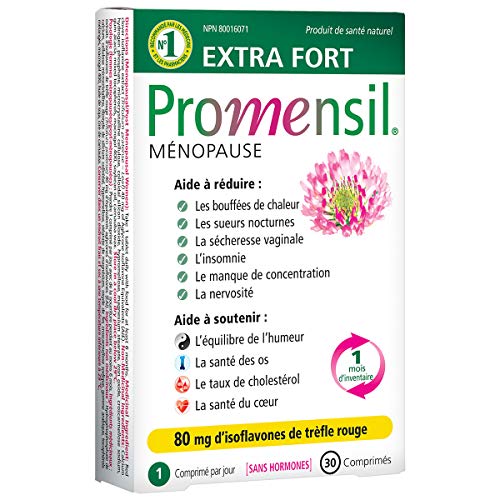 Promensil Extra Strength | Menopause Supplement with Red Clover | Severe Symptom Relief & Natural Multi-Symptom Support | Reduces Hot Flashes, Night Sweats | Improves Bones & Heart Health | 1 Month Supply | 80mg, 30 Tablets