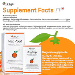 Orange Naturals MagPop! Effervescent Magnesium Glycinate Drink Powder with Vitamin C, 35 Sachets - Electrolyte Balance, Supports Sleep, Relaxation & Muscle Function, for Healthy Bones & Teeth