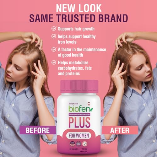 Biofen Plus for Women - Hair Growth Products for Women with Biotin, Womens Vitamins for Hair Loss, Hair Care, Hair Vitamins, 60 Capsules