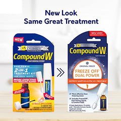 Compound W Dual Power for Large Warts, Freeze Off & Liquid Wart Remover, 8 Freeze Applications and 12 Comfort Pads