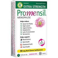 Promensil Extra Strength | Menopause Supplement with Red Clover | Severe Symptom Relief & Natural Multi-Symptom Support | Reduces Hot Flashes, Night Sweats | Improves Bones & Heart Health | 1 Month Supply | 80mg, 30 Tablets