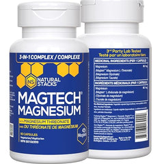 Natural Stacks MagTech Magnesium Supplement - 3 Forms of Magnesium: Magtein Magnesium L-Threonate, Glycinate & Taurate - Mineral Supplement - Maintains Good Health - 90 Magnesium Capsules