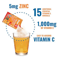 Ener-C Orange Multivitamin Drink Mix, 1000mg Vitamin C, Non-GMO, Vegan, Real Fruit Juice Powders, Natural Immunity Support, Electrolytes, Gluten Free, 1-Pack of 30 Orange