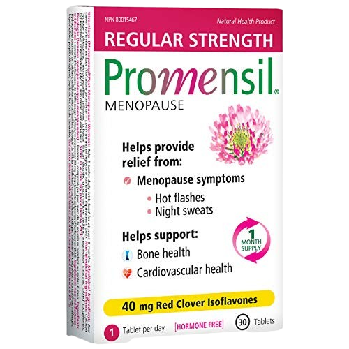 Promensil Regular Strength | Menopause Supplement with Red Clover | Natural Multi-Symptom Daily Maintenance and Relief | Reduces Hot Flashes, Night Sweats | Improves Bones & Heart Health | 1 Month Supply | 40mg, 30 Tablets