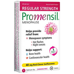 Promensil Regular Strength | Menopause Supplement with Red Clover | Natural Multi-Symptom Daily Maintenance and Relief | Reduces Hot Flashes, Night Sweats | Improves Bones & Heart Health | 1 Month Supply | 40mg, 30 Tablets