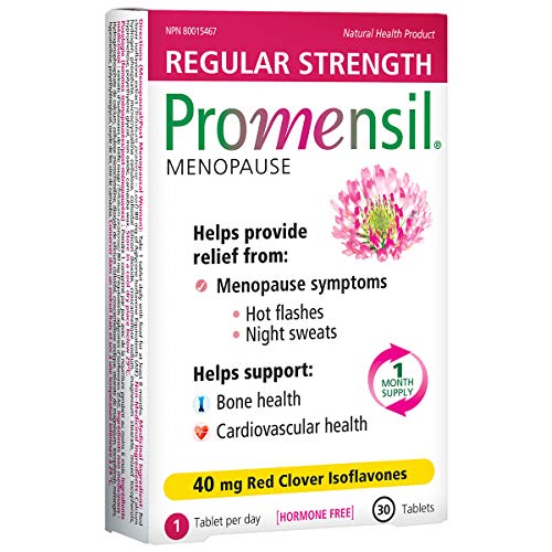 Promensil Regular Strength | Menopause Supplement with Red Clover | Natural Multi-Symptom Daily Maintenance and Relief | Reduces Hot Flashes, Night Sweats | Improves Bones & Heart Health | 1 Month Supply | 40mg, 30 Tablets