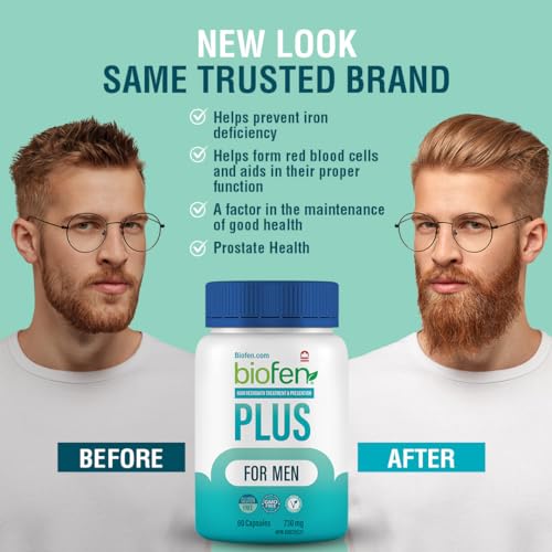 BioFen Plus for Men - with Biotin and Saw Palmetto, Biotin for Hair Growth, Hair Growth Supplement for Hair Loss, Hair Vitamins, Hair Care for Hair Regrowth for Men, 60 Caps