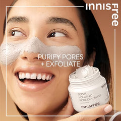 innisfree Super Volcanic Pore Clay Mask, Korean Pore Clearing Clay Mask with Volcanic Clusters and AHA