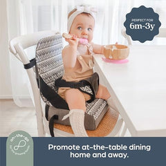 Dreambaby Grab 'n Go Booster Seat with Adjustable Securing Straps - Toddler Booster Seat for Eating - Compact, Lightweight & Portable - Fits Most Dining Chairs