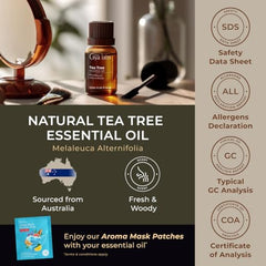 Gya Labs Australian Tea Tree Oil for Skin, Hair, Face & Toenails - 100% Natural Melaleuca Oil Tea Tree Essential Oil for Piercings, Scalp, Hair & Candle Making - 100% Pure Oils (0.34 fl oz)