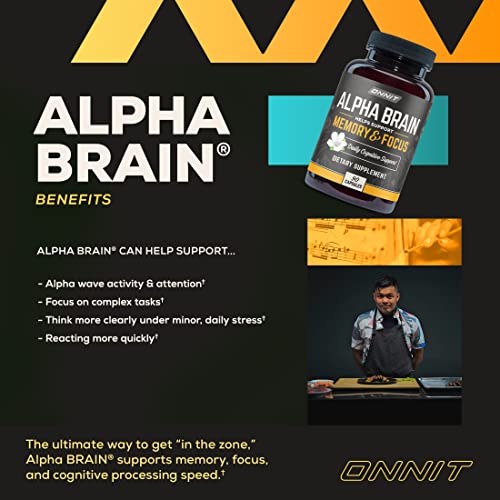 ONNIT Alpha Brain Premium Nootropic Brain Supplement, 90 Count, for Men & Women - Caffeine-Free Focus Capsules for Concentration, Brain Booster & Memory Support (1 Count (Pack of 90))