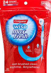 Colgate MaxFresh Wisp Disposable Travel Toothbrush, Peppermint - 24 Count