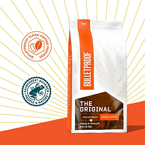 The Original Ground Coffee, Medium Roast, 340 Grams, 12 Oz, Bulletproof Keto Friendly 100% Arabica Coffee, Certified Clean Coffee, Rainforest Alliance, Sourced from Guatemala, Colombia & Brazil