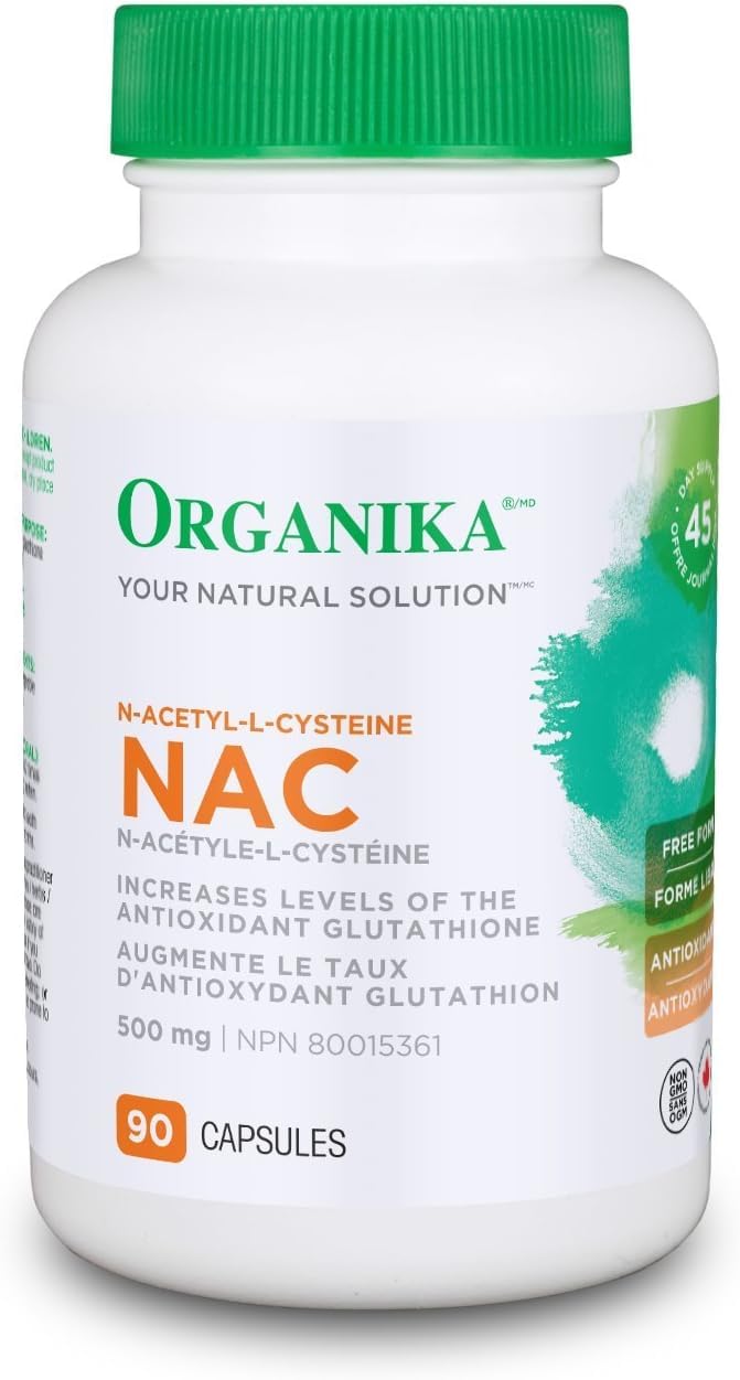 Organika NAC (N-Acetyl-L-Cysteine) 500mg- Supports Antioxidant Glutathione Levels, Immune System Support, Liver and Detox Support- 90 caps