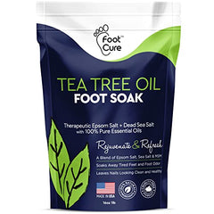 Tea Tree Oil Foot Soak with Epsom Salt - For Toenail Repair, Athletes Foot, Softens Calluses, Soothes Sore & Tired Feet, Nail Discoloration, odor Scent, Spa Pedicure Care - Made in USA 16 oz