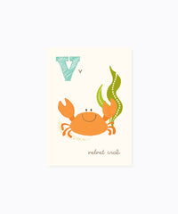 Sea Urchin Studio ABC Wall Art for Kids, V/Velvet Crab