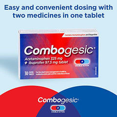 Combogesic - Double Action Acetaminophen + Ibuprofen Tablets for Acute Pain and Fever Relief - Headache and Acute Migraine Relief, Menstrual Pain Relief, Muscle Aches, Dental Pain Relief - 30 Tablets