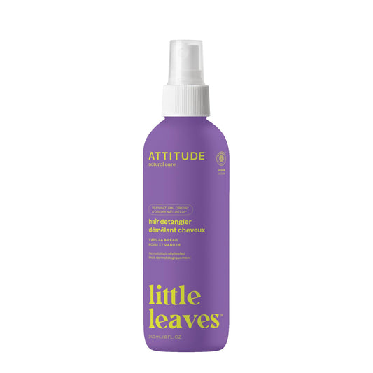 ATTITUDE Rinse-free Hair Detangler Spray for Kids, EWG Verified Leave In Product, Plant- and Mineral-Based Ingredients, Vegan, Vanilla and Pear, 240 mL