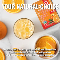 Ener-C Orange Multivitamin Drink Mix, 1000mg Vitamin C, Non-GMO, Vegan, Real Fruit Juice Powders, Natural Immunity Support, Electrolytes, Gluten Free, 1-Pack of 30 Orange