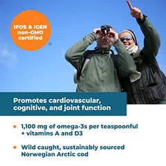 Carlson - Cod Liver Oil, 1100 mg Omega-3s + A & D3, Wild-Caught Norwegian Arctic Cod-Liver Oil, Sustainably Sourced Nordic Fish Oil Liquid, Unflavored, 500 mL (16.9 Fl Oz)