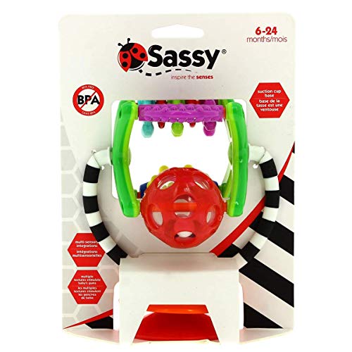 Sassy Teethe & Twirl Sensation Station - 2-in-1 Suction Cup High Chair Toy - Developmental Tray Toy for Early Learning - for Ages 6 Months and Up