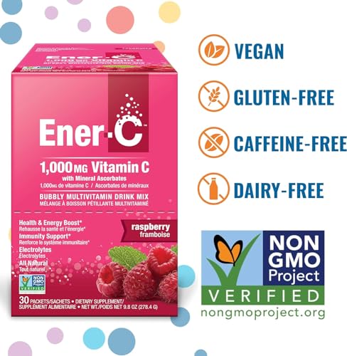 Ener-C 1,000 Mg Vitamin C Effervescent Drink Mix (raspberry), 30 Count