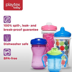 Playtex Baby Sipsters Stage 3 Spill-Proof, Leak-Proof, Break-Proof Spout Cup for Boys - Blue, Limited Edition, 9 Oz, 2 Count