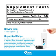 Klean Athlete Klean Creatine - Supports Muscle Strength, Performance & Recovery from Strenuous Exercise* - NSF Certified for Sport - 11.1 Ounces - Unflavored