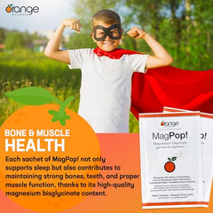 Orange Naturals MagPop! Effervescent Magnesium Glycinate Drink Powder with Vitamin C, 35 Sachets - Electrolyte Balance, Supports Sleep, Relaxation & Muscle Function, for Healthy Bones & Teeth