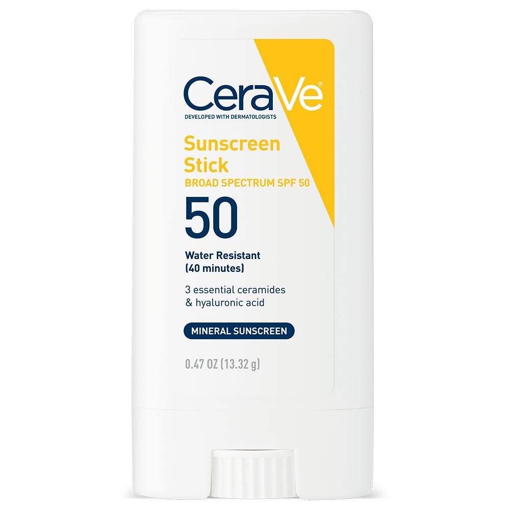 CeraVe Mineral Sunscreen Stick for Kids & Adults | 100% Mineral Sunscreen, Zinc Oxide & Titanium Dioxide with Hyaluronic Acid and Ceramides | Broad Spectrum SPF 50 | Fragrance Free | 0.47 Ounce