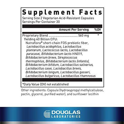 Douglas Laboratories Multi-Probiotic 40 Billion | Provides Probiotics and Prebiotics to Support Gut Microflora and Immunity* | 60 Vegetarian Acid-Resistant Capsules