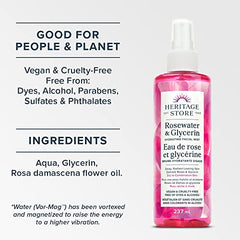 Heritage Store – Rosewater & Glycerin | Hydrating Facial Mist | Locks in Moisture for Radiant Skin | Vegan & Cruelty Free | Alcohol & Paraben Free | 237 ml (Pack of 1)