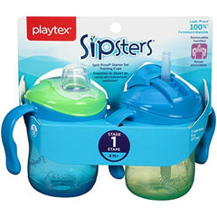 Playtex Baby Sipsters Stage 1, Straw and Soft Spout, Trainer Starter Kit - Blue & Green, 2 Count