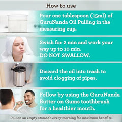 GuruNanda Coconut Oil Pulling with 7 Essential Oils and Vitamin D3, E, K2 (Mickey D), Helps with Fresh Breath, Teeth & Gum Health & More - 16 fl oz