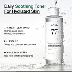 Anua Heartleaf 77% Soothing Toner I pH 5.5 Skin Trouble Care, Calming Skin, Refreshing, Purifying (250ml / 8.45 fl.oz.)