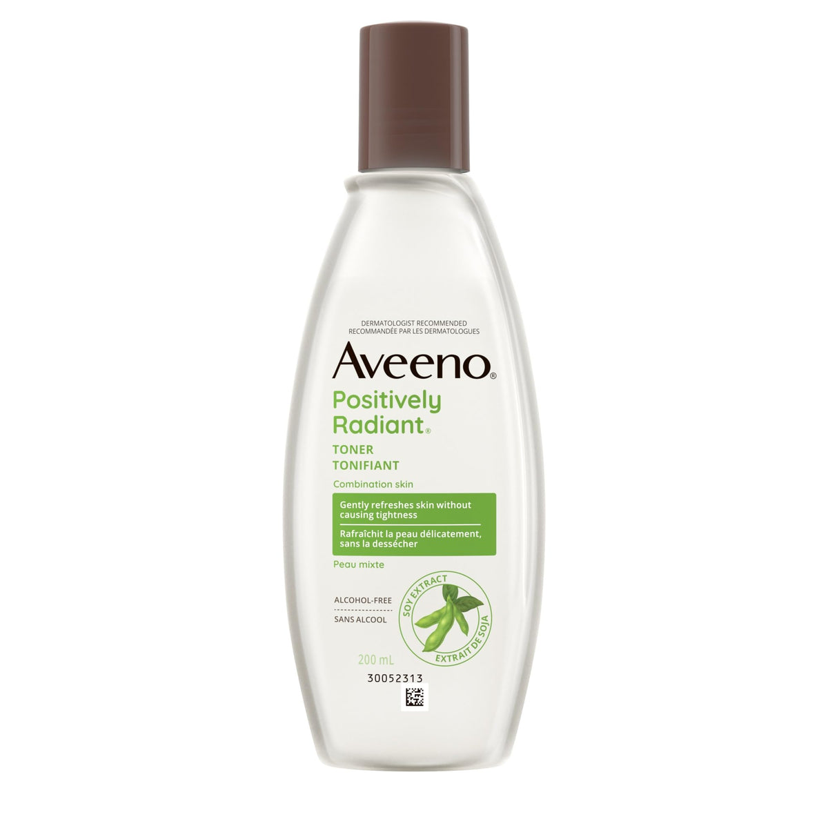 Aveeno Positively Radiant Toner, Toned Skin, Soy, Smooth Skin, Skin Care Routine, Non Comedogenic, Bottle, 200mL, Pack of 1