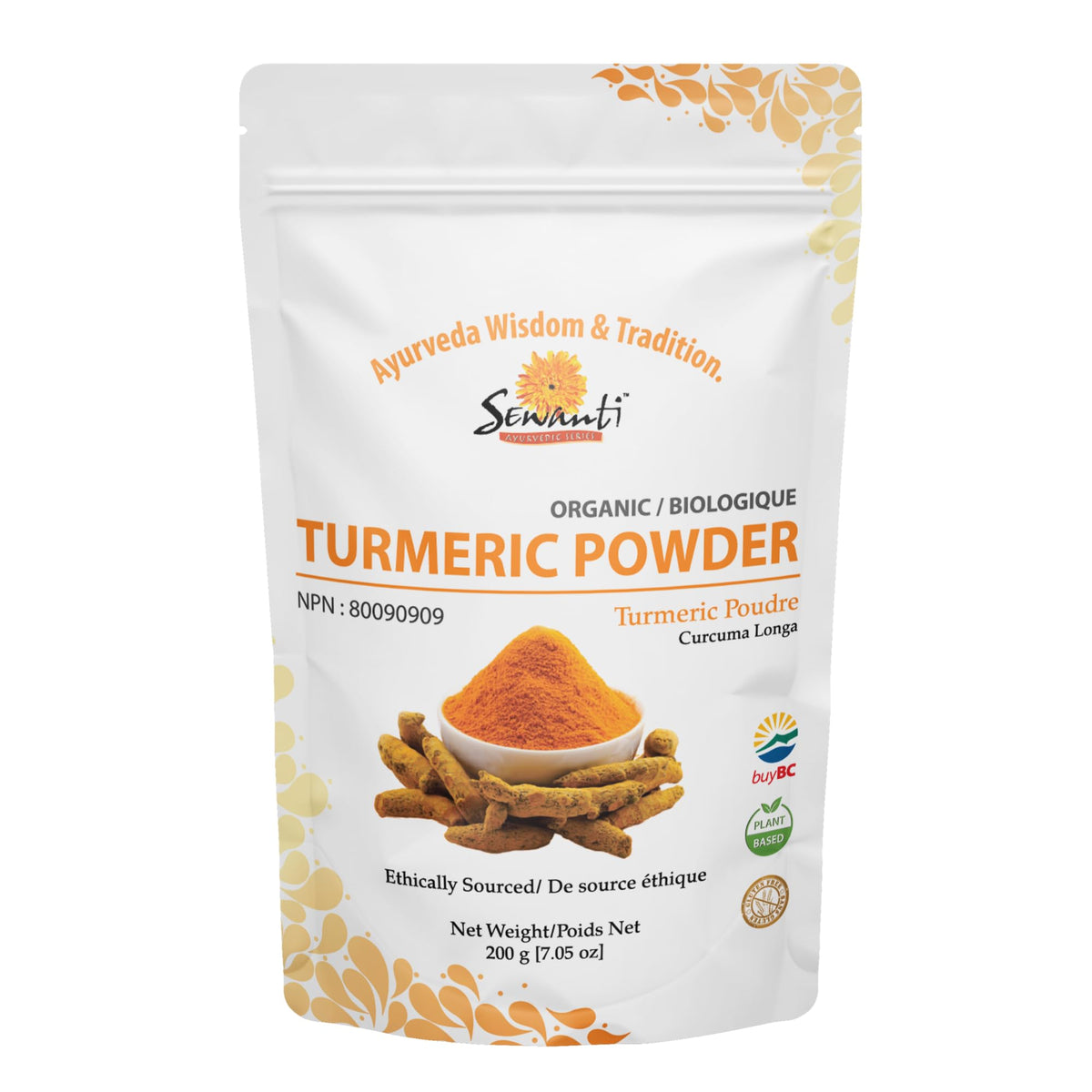 Sewanti Organic Turmeric Powder 200g/ NPN 80090909/ Curcumin Powder/Curcuma Longa/For Liver Health, Joints Health, Antioxidant, Spice herb