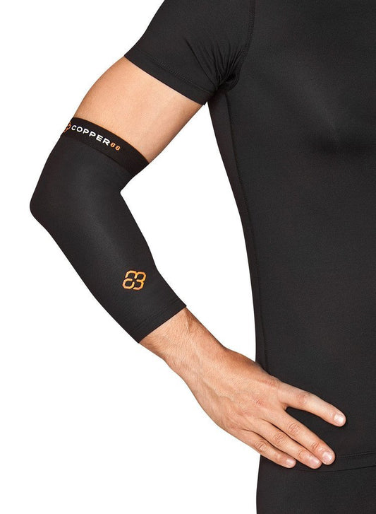 Copper 88 Elbow Compression Sleeve with 88% Copper Fiber Embedded Nylon to Aid in Recovery & Pain Relief (Small)