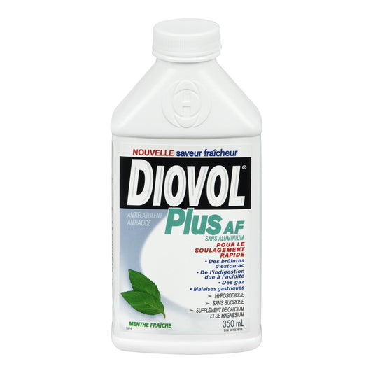 Diovol Fast-Acting Antacids Plus Suspension, Aluminum Free Mint, 350ml