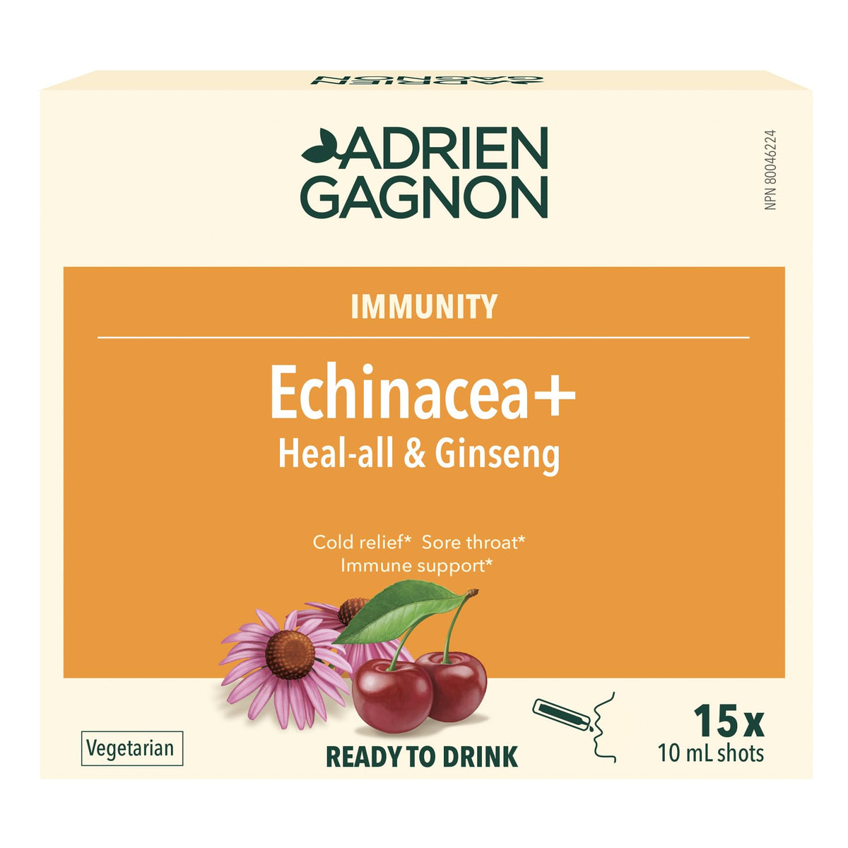 Adrien Gagnon - Echinacea Cold Relief Preparation, 10 ml, 15 Plastic Ampoules