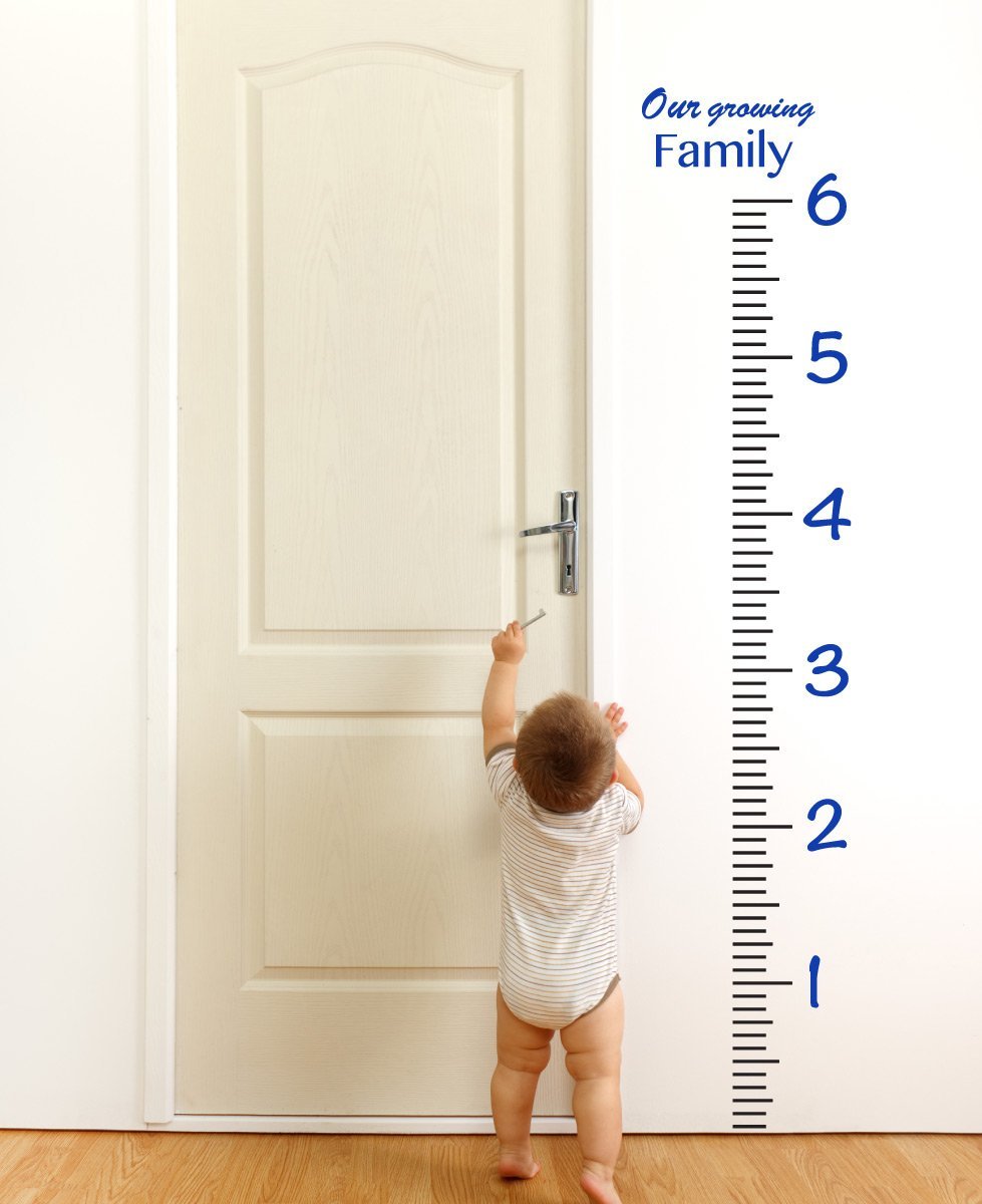 Giant Vinyl Growth Chart Kit | Kids DIY Height Wall Ruler Large Measuring Tape Sticker Number Decal Sticker (Dark Blue, 73x23 inches)