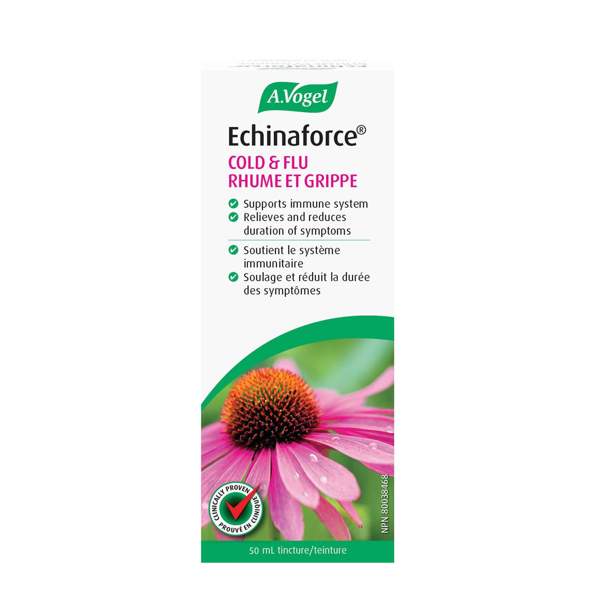 A.Vogel Echinaforce Fresh Organic Echinacea Tincture - Clincally Proven to Relieve Cold & Flu Symptoms by Strengthening the Immune System - Sugar, lactose and gluten-free - Vegan - 50 mL