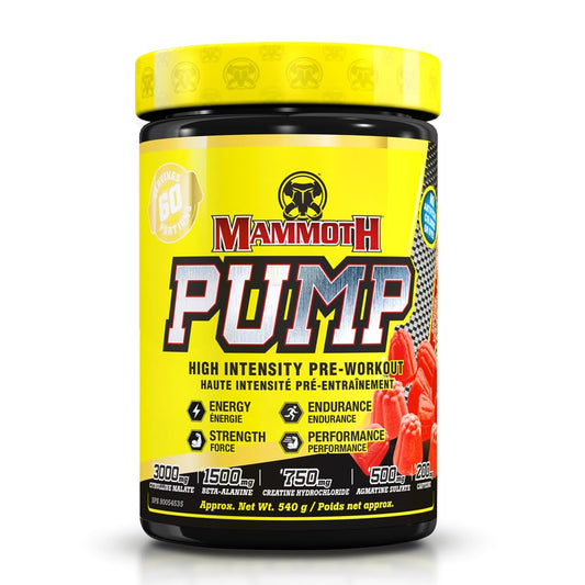 MAMMOTH PUMP – Pre Workout Powder, Superior Muscle Pumps, Increase Strength & Endurance, Explosive Power & Energy Supplement, Heightened Focus, Quick Recovery, Reduced Soreness (60 Serves, Swedish Very Berry)