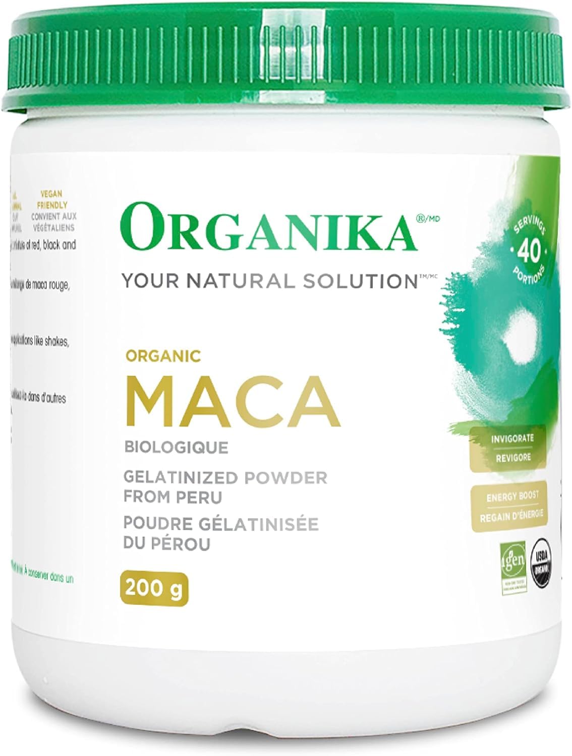 Organika Maca Certified Organic Powder- Gelatinized for High Bioavialability, Hormone Balance, Adaptogen to Help with Stress and Energy - 200 g